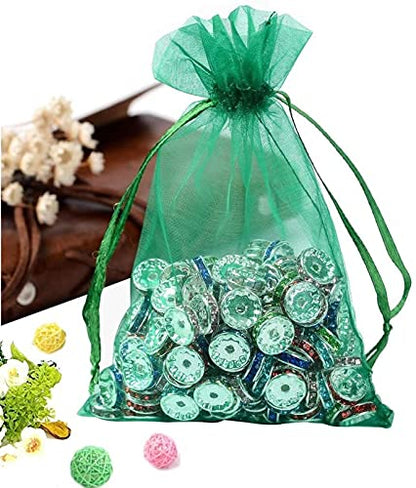 Wudygirl 100 PCS Organza Bags 4"x6" Gift Bags with Drawstring Green - color: Green, size: 4x6 IN
