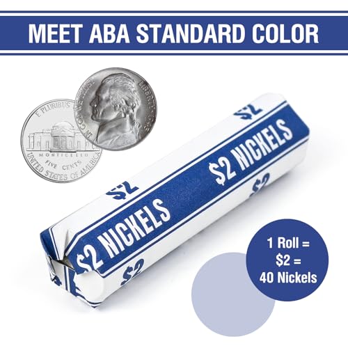 THEBLUETOUCH 100 pcs White Kraft Flat Coin Wrappers for Nickels - size: 100 Nickel Only