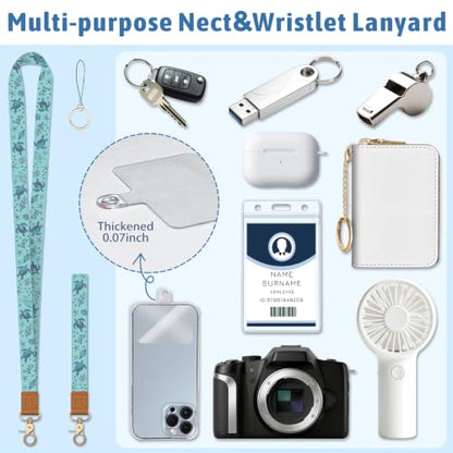 Piefly Sea Turtle Lanyard Wallet with ID Badge Holder, Small RFID Keychain - color: Blue Sea Turtle