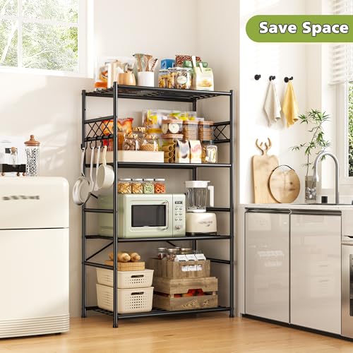 DurayLoly Heavy Duty 4-Tier 400LBS Metal Shelving with Hooks,Kitchen Pantry - size: 23.6" W x 13.8" D x 60.4" H (4T)