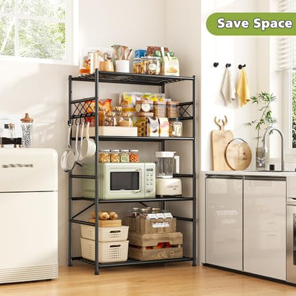 DurayLoly Heavy Duty 4-Tier 400LBS Metal Shelving with Hooks,Kitchen Pantry - size: 23.6" W x 13.8" D x 60.4" H (4T)
