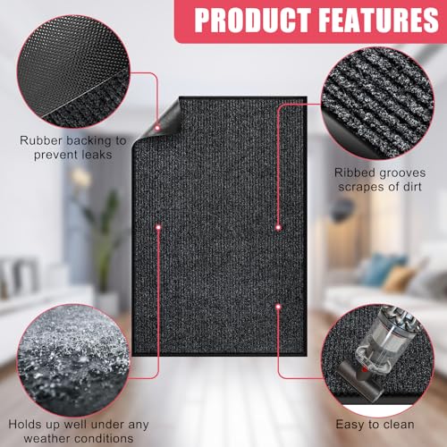 Kuyal Front Door Mat, 4'x8' Indoor Outdoor Entrance Mat - size: 48" x 96"