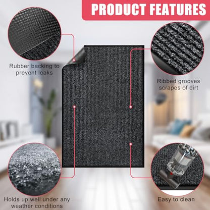 Kuyal Front Door Mat, 2'x3' Indoor Outdoor Entrance Mats - size: 24" x 36"