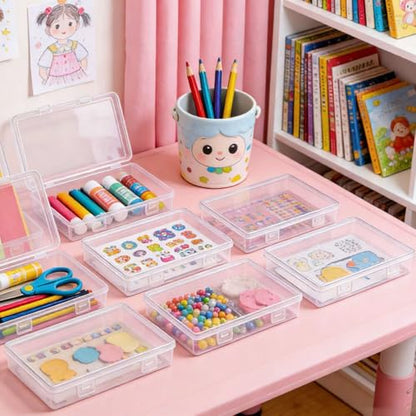 Goodma 8 Pieces Rectangular Empty Mini Clear Plastic Organizer Box - size: 195 x 113 x 30 mm
