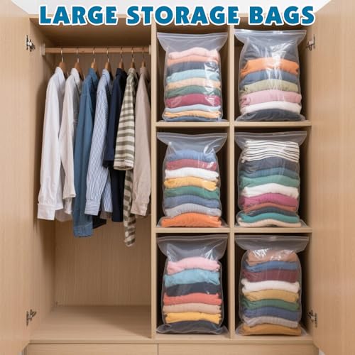60 Pack Large 5 Gallon Storage Bags with Zipper Top, 18 x 24in Zipper Bags - size: 18in x 24in-60p