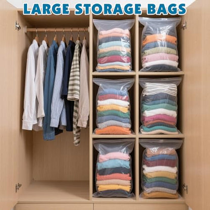 60 Pack Large 5 Gallon Storage Bags with Zipper Top, 18 x 24in Zipper Bags - size: 18in x 24in-60p