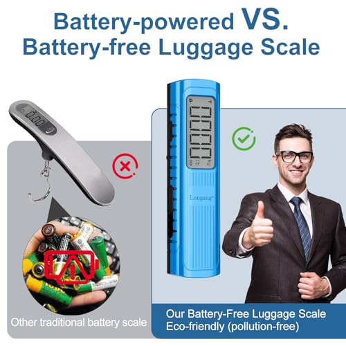 Battery-Free Digital Luggage Scale, 110lbs/50kg Portable Handheld Hanging Scale for Luggages, Suitcases, Backpacks & Bags, Easy Weighing for Travel, No Need Batteries (Blue) - color: Blue