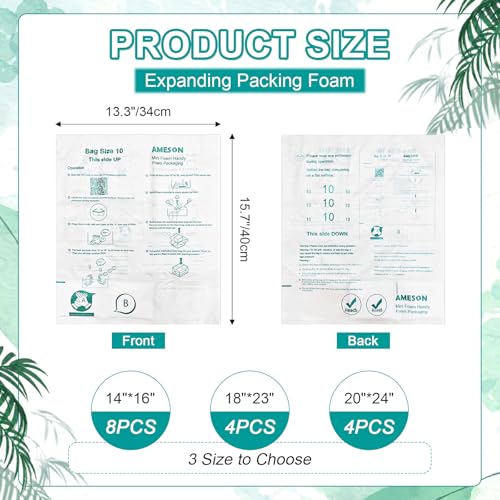 8 Pack 16"x14" Foam Bags For Shipping, Instant Pack Quick Expanding Foam Packaging Bags, Packing, Mailing and Shipping Solutions - size: 8PCS 16"x14"