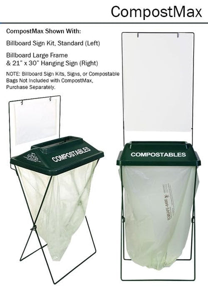 Zero Waste Event Trash and Recycling System | Portable Compost Bin | Great for Events, Festivals, Schools - 5 Pack - Green - color: Green, style: Compost