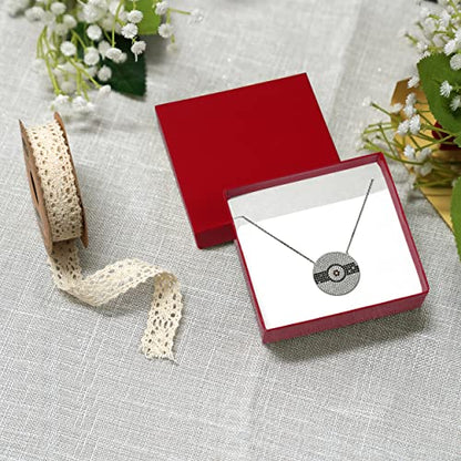 Cardboard Jewelry Boxes 10 Pack - 3.5"x3.5"x1" Bulk Cotton Filled Small Gift Boxes with Lids for Jewelry Packaging (Red) - color: Red