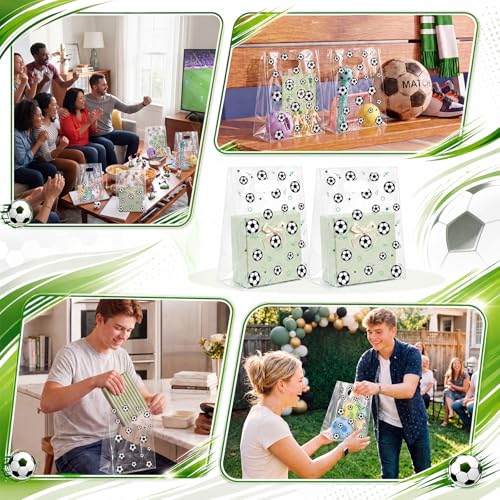 Pasimy 12 Pcs Soccer Gift Bags with Handles, Clear Soccer Plastic Treat Bag - style: Clear Soccer