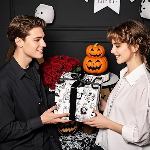 WRAPAHOLIC Witch Halloween Wrapping Paper - Mini Roll - 17 Inch x 16.5 Feet - Spell Potion Wrapping Paper for Halloween Deco, Birthday Gift Wrap - color: Halloween Potion