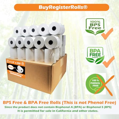 BPS Free & BPA Free Thermal Paper (10 Rolls) 3 1/8 x 230 Receipt Rolls fits all Clover POS Cash Register Printers, Star Micronics SCP700 TSP100 TSP300 TSP400 from BuyRegisterRolls - size: Pack of 10, style: BPS Free Thermal