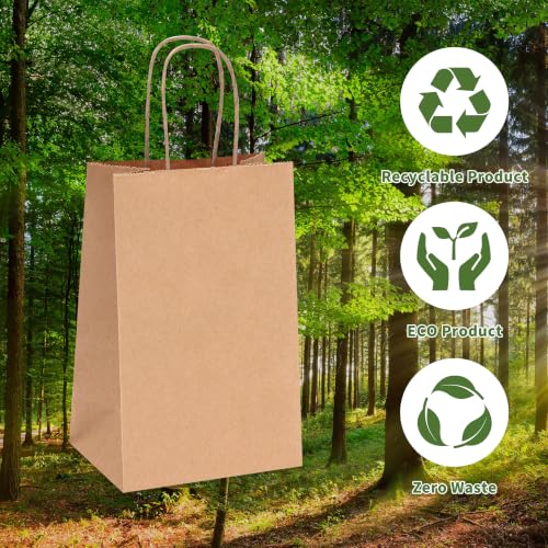 OUTUXED 1200pcs Small Gift Bags, Brown Paper Bags with Handles - color: Brown 5.25x3.2x8in, size: 1 Count (Pack of 1200)
