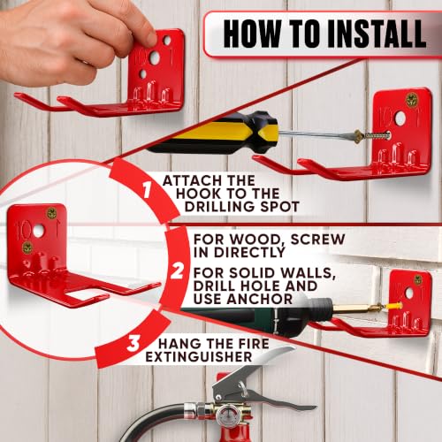 Fire Extinguisher Mount Bracket 4 Pack, Heavy Duty Steel Wall Hooks - size: 2,5 * 2 * 1,8 in