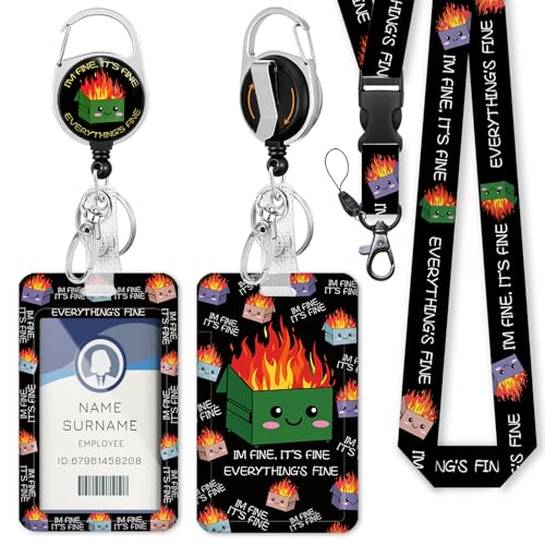 Gctriki Lanyards for ID Badges, Dumpster on Fire Badge Holder Retractable - color: Dumpster on Fire