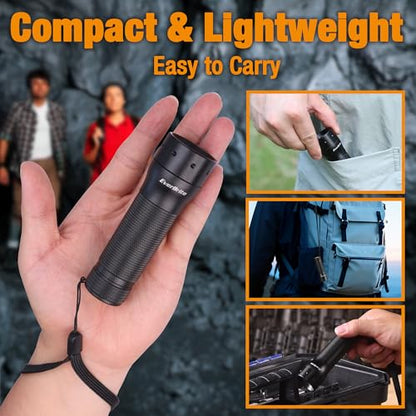 EverBrite Mini Flashlight, Zoomable LED Flash Light, 3 Modes, 3AAA Batteries Included, Handheld Small Flashlight for Camping, Emergency, Home – Black (Pack of 2) - color: Black, size: Small (Pack of 2)