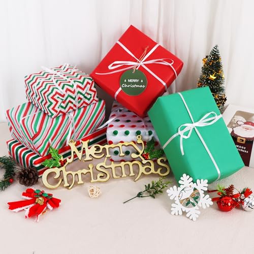 BEISHIDA 100 Sheets Christmas Red Green Tissue Paper Bulk for Gift Wrapping - color: 6rg120
