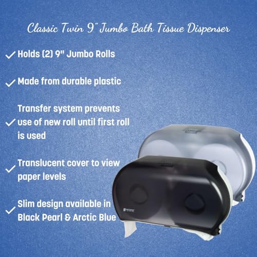 San Jamar R4000TBL Arctic Blue Classic Twin Jumbo Roll Toilet Tissue Dispenser - color: Arctic Blue, style: Classic