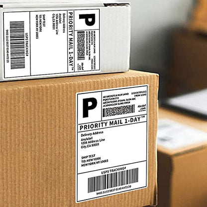 POLYSELLS 500pcs 4x6 Direct Thermal Shipping Labels White Perforated Fanfold Labels, 500 Labels per Stack - Commercial Grade - style: 1 Stack I 500 Labels