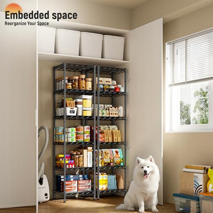DurayLoly 63.8" H 6-Tier Narrow Storage Shelves, 265lbs, Adjustable, Pantry - size: 15.8"W x 11.8"D x 63.8"H