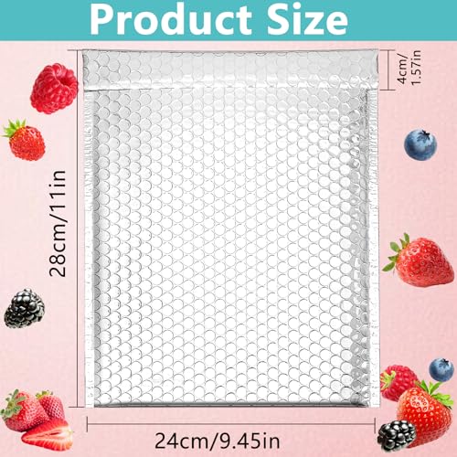 Thermal Bubble Mailer,8 x 11" Metallic Bubble Mailers,Waterproof Padded Envelopes,Self Seal Cool Bubble Mailers,Foil Mailing Envelopes,Insulated Shipping Bags for Cold Shipping (Silver 10PCS) - color: Silver 10PCS