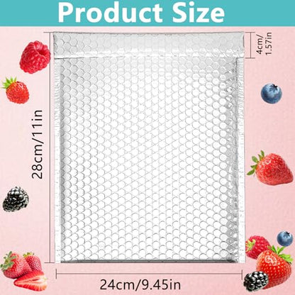 Thermal Bubble Mailer,8 x 11" Metallic Bubble Mailers,Waterproof Padded Envelopes,Self Seal Cool Bubble Mailers,Foil Mailing Envelopes,Insulated Shipping Bags for Cold Shipping (Silver 25PCS) - color: Silver 25PCS