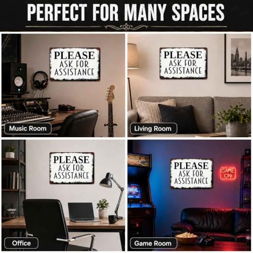 Please Ask for Assistance Aluminum Metal Sign 8 x 12 Inch