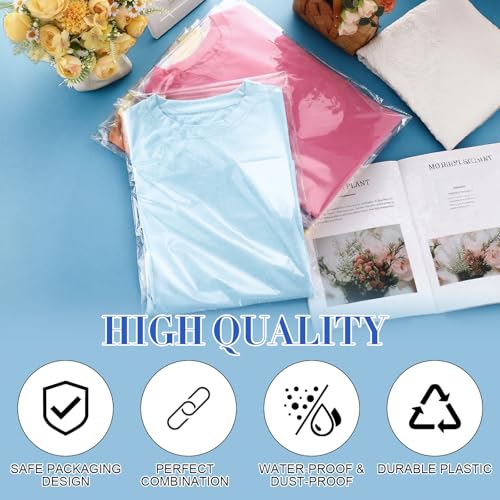 Epakh 200 Pcs Clear Plastic Shirt Bags with 3500 Stickers, 12 x 18 Inch - size: 12 x 18 Inch