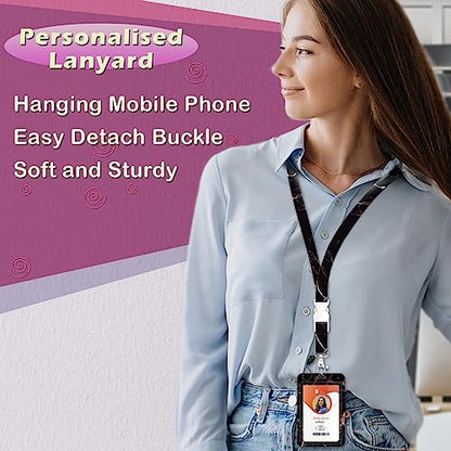 ID Badge Holder with Lanyard,Retractable ID Badge Card Holders Detachable Neck Lanyard Strap with Badge Reel and Vertical ID Holder for Nurse Students Teachers Office Staff(Marble Black) - color: Marble Black