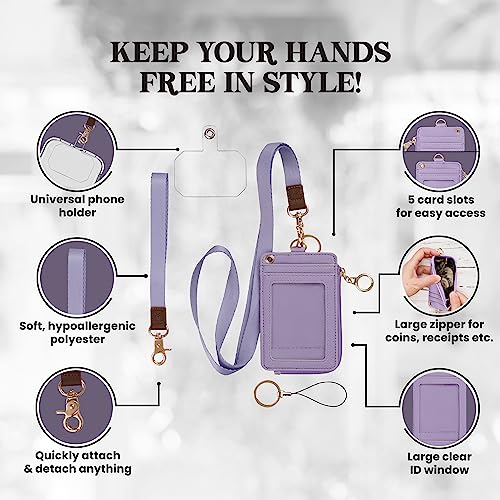 MONDO DESIGNS 2-in-1 ID Badge Holder Lanyard Wallet - Purple - color: Purple