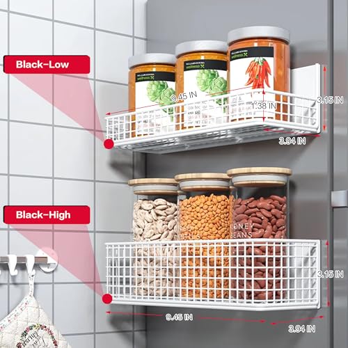 Magnetic Shelf Fridge Basket Bin for Washer Dryer Locker Whiteboard Cabinet - color: Black-Low