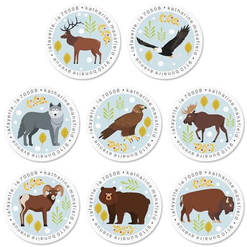 Forest Friends Round Return Address Labels (8 Designs) - Set of 144 1-1/2" Diameter Self-Adhesive, Flat-Sheet Labels - style: Forest
