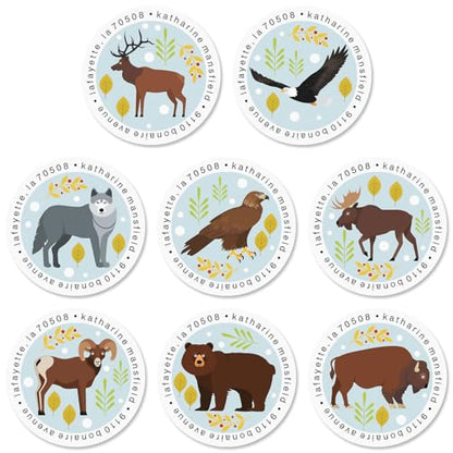 Forest Friends Round Return Address Labels (8 Designs) - Set of 144 1-1/2" Diameter Self-Adhesive, Flat-Sheet Labels - style: Forest