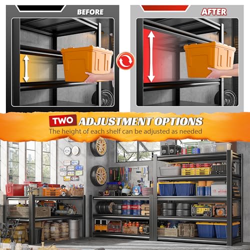 REIBII 5 Tier Garage Shelving for Garage, Adjustable Metal Shelving - size: 72" H x 36" W x 16" D