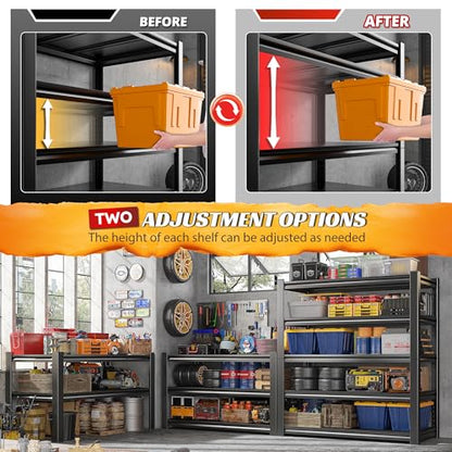 REIBII 5 Tier Garage Shelving for Garage, Adjustable Metal Shelving - size: 72" H x 36" W x 16" D