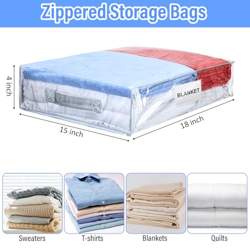 Kenning 20 Pcs Clear Zippered Storage Bags, Sheet, White, 18 x 15 x 4 Inch - color: White, size: 18 x 15 x 4 Inch