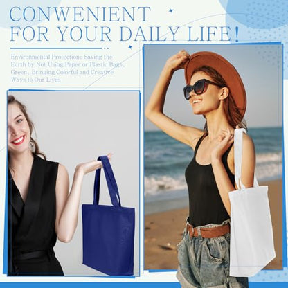 Epakh 8 Pack Canvas Tote Bag Bulk with Zipper, 16.5 x 13 Inch, Blue - color: Blue, size: 16.5 x 13 Inch