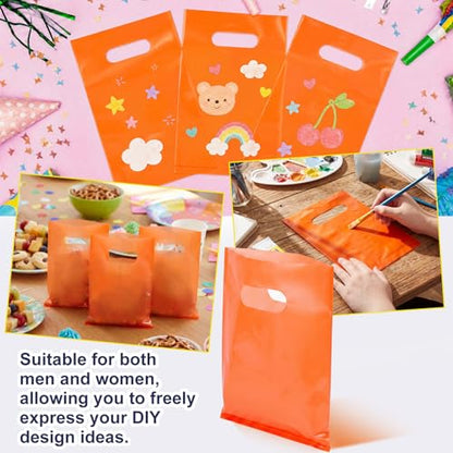Maitys Orange 300 Pcs Small Plastic Bags with Handles 5x7 for Business - color: Orange