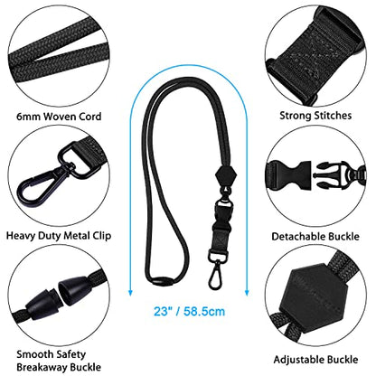 Wisdompro ID Badge Holder with Breakaway Safety Lanyard, Vertical Black - color: Black