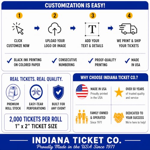 Custom Printed Raffle Tickets, 1x2 Single Roll - size: 1 X 2 (Single)