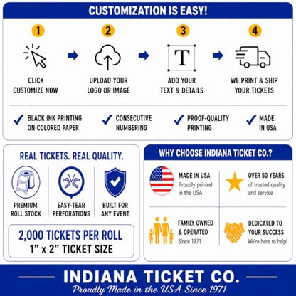 Custom Printed Raffle Tickets, 1x2 Single Roll - size: 1 X 2 (Single)