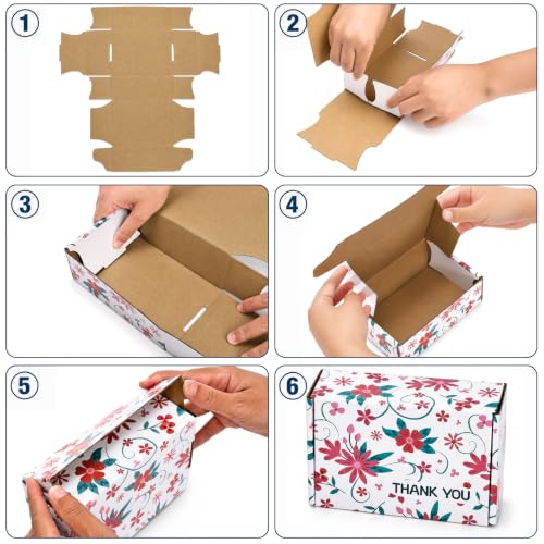 Cedilis 40 Pack Colored Floral Small Shipping Boxes, 6x4x2 Inches