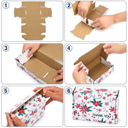 Cedilis 40 Pack Colored Floral Small Shipping Boxes, 6x4x2 Inches