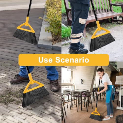 Heavy Duty Yellow Angle Broom with Long Handle - 3 Pack - color: 3pack Yellow
