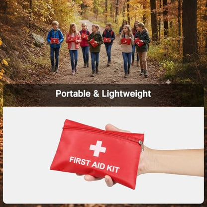 Empty First Aid Pouch Durable for Building Your Own Kit (2Pack) - color: Red, Pack of 2