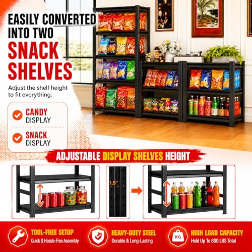Snack Display Rack, 3 Tier Candy Display Rack Countertop Organizer, 1000lb Load, Heavy Duty Retail Display Shelves for Vendors, Snack Rack Display Stand for Kitchen Pantry (36"W x 14"D x 32"H) - size: 36"W x 14"D x 32"H