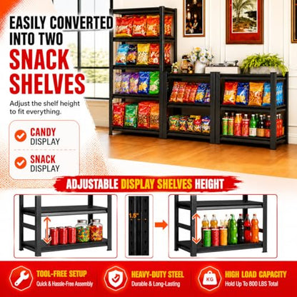 Snack Display Rack, 3 Tier Candy Display Rack Countertop Organizer, 1000lb Load, Heavy Duty Retail Display Shelves for Vendors, Snack Rack Display Stand for Kitchen Pantry (36"W x 14"D x 32"H) - size: 36"W x 14"D x 32"H