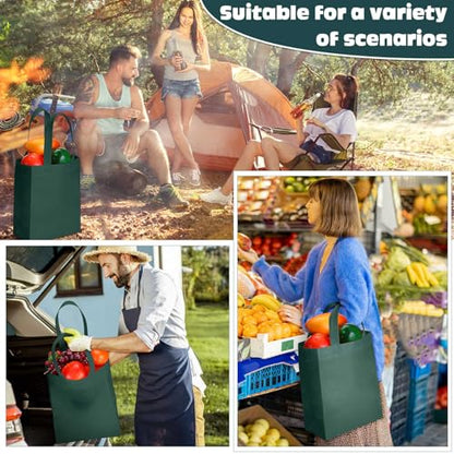 Windyun 50 Pcs Reusable Tote Bag Bulk 8 x 4 x 10 Inch, Dark Green - color: Dark Green
