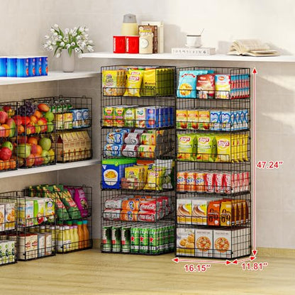 JKsmart 6-Tier XXL Stackable Wire Basket, Snack Organizer for Countertop - size: 6 Tier XXL